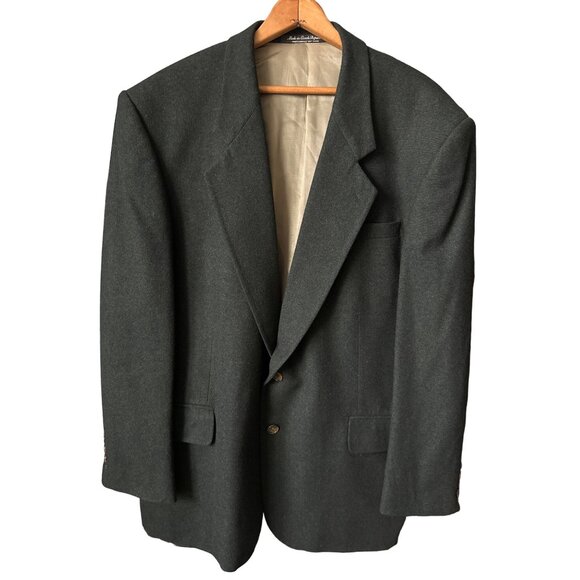 Oscar De la Renta Wool Blazer Charcoal Gray Blend Double Button Fully Lined 44R - Picture 2 of 7